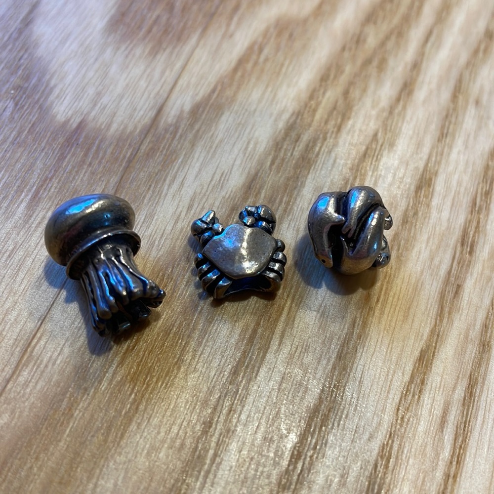 Set of 3 sea life troll beads